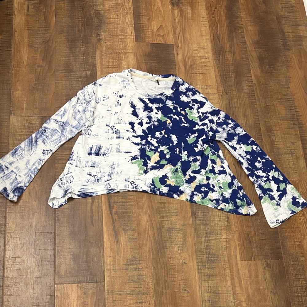 Anthropologie Akemi + Kin Womens Size XS Boho navy, white, gold long sleeve top